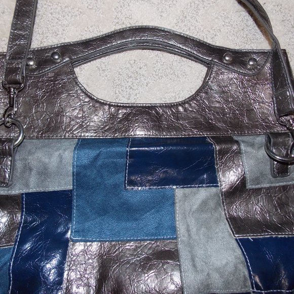 Suede & Faux Leather Patchwork Purse - Picture 5 of 8